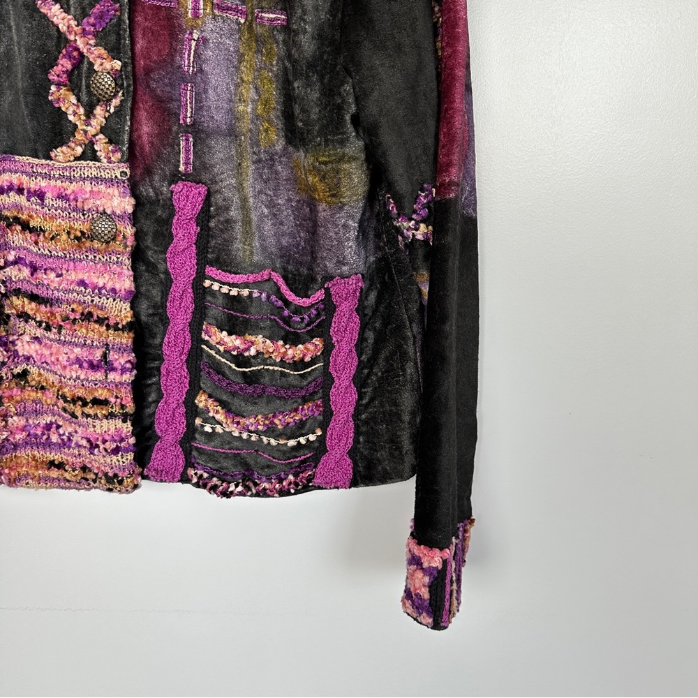 Vintage Sandy Starkman • Mixed Media Textured Ethnic Statement Piece Jacket - Picture 4 of 9
